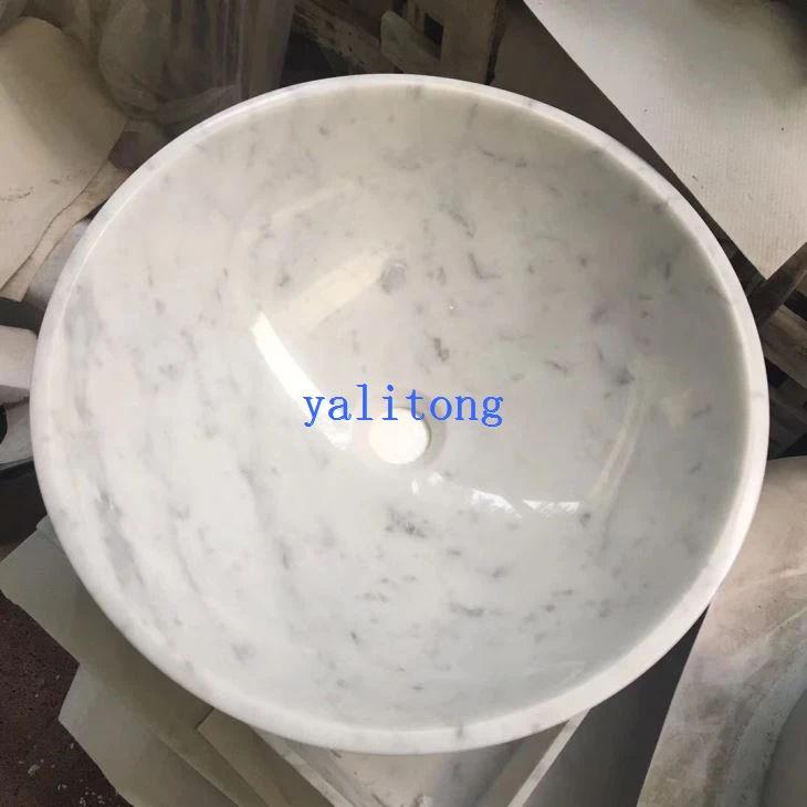 Bancada redonda de mármore branco Carrara