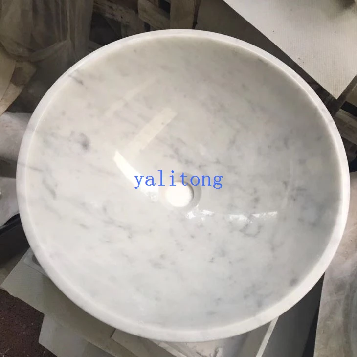 Carrara White Marble Round Basin Countertop