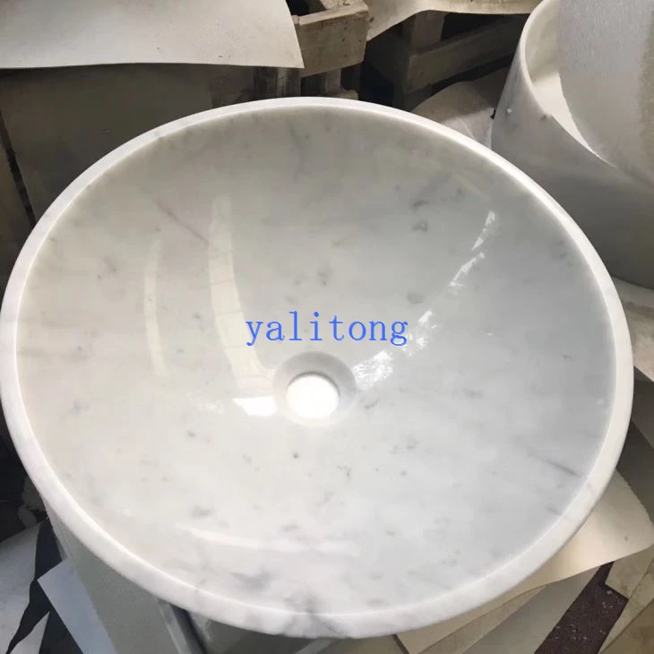 Carrara White Marble Round Basin Countertop