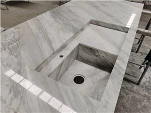 Bancada de cozinha de mármore branco Volakas