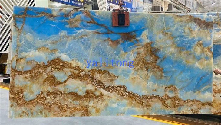 Placa de ônix azul retroiluminada